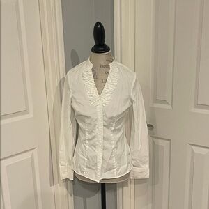 The Limited White Ruffled Blouse